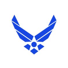 the air force logo is shown in blue on a white background with an eagle symbol