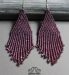 These purple beaded earrings are made of high-quality Czech beads and strong synthetic thread. They are elegant, fashionable, and highly versatile, suitable for everyday wear. Features: Sterling silver components Color: purple. This item is currently in stock. You must be completely satisfied. If you find merchandise unsatisfactory for any reason, return it within 10 days and your money will be refunded without questions. These earrings in gold color https://www.etsy.com/listing/660046267/gold-b Purple Beaded Earrings, Evening Earrings, Animal Print Earrings, Beadwork Earrings, Ombre Earrings, Earrings Chandelier, Beaded Beads, Purple Beaded, Buy Earrings