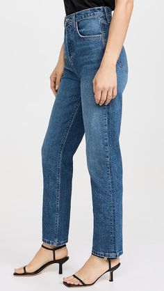 Favorite Daughter The Valentina Straight Jeans | Shopbop Medium Wash Straight Cropped Jeans With Relaxed Fit, Medium Wash Mom Fit Mid-rise Cropped Jeans, Everyday Dark Wash Cropped Jeans With Straight Hem, Mid-rise Relaxed Fit Jeans, Recycled Denim Straight Leg Bottoms For Fall, Fall Recycled Denim Straight Leg Bottoms, Spring Recycled Denim Jeans With Straight Hem, Straight Fit Medium Wash Cropped Cotton Jeans, Medium Wash Bottoms With Straight Hem For Fall