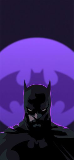 an image of batman in front of a purple background