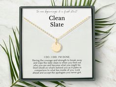 "Divorce necklace for her * I do I did I'm done * New beginnings gift for women * Clean slate charm necklace * Fresh start divorcee gift This elegant clean slate charm necklace is a beautiful symbol of new beginnings. It serves as a daily reminder that her struggles have only made her stronger thus far, and that each day is a chance to start fresh and keep going. ALL components are handmade with: 14K gold vermeil & sterling silver. A high quality piece of jewelry that she will treasure for m Divorce Healing, Divorce Celebration, Divorce Gift, Divorce For Women, Beautiful Symbols, Presents For Women, Clean Slate, Gold Vermeil Jewelry, Necklace For Her