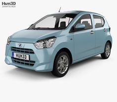 a light blue car is shown on a white background with the words humi 3d