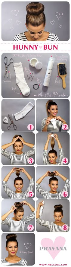 Its very easy I use this technique for Eva's buns♥ | Sock Bun! | elfsacks Tutorial Chignon, Sanggul Modern, Sock Bun, No Heat Hairstyles, Easy Bun Hairstyles, Legally Blonde, Easy Hairstyles For Long Hair