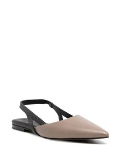 Brunello Cucinelli sling-back Leather Ballerina Shoes - Farfetch Chanel 2, Shoes Brown, Loafer Mules, Iconic Bags, Ballerina Shoes, Demi Fine Jewelry, Dark Beige, Fine Watches, Summer Beach Wear