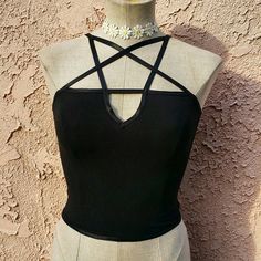 Inverted Pentagram top Inverted Pentagram, Custom Top, Velvet Tops, Alternative Fashion, Other Colors, Dm Me, All Black, Camisole Top, I Can