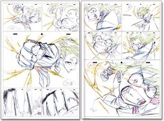 the storyboard shows how to draw gohan and trunks from dragon ball zoro