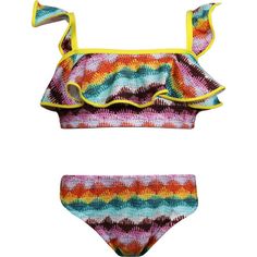 BIANCA bikini is perfect for your little ones who want a bikini that is both stylis and comfortable. Made from best Italian fabric and gorgeous sewing labor. This bikini has great multicolor with ruffles on both the front and shoulders and yellow pipings. Its ruffles are perfect for kids who want to add a touch of cuteness to their style. The special fabric will also protect the skin from the sun's harmful rays, as the UPF 50+ blocks out more than %97 of the UV raditation. Nessi Byrd designed in Summer Beach Tankini For Playwear, Summer Beach Season Tankini For Play, Summer Tankini For Beachwear, Summer Sleeveless Tankini For Play, Summer Beachwear Tankini For Playwear, Sleeveless Tankini For Summer Playwear, Summer Beach Tankini, Playful Sleeveless Tankini For Beach Season, Playful Sleeveless Tankini For Poolside