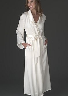 Evening Stroll Robe Petite Long Silk Gown, Long Silk Nightgown, Women Silk Robe, Church Clothes, Silk Chemise, Silk Nightgown, Embroidered Trim, Silk Robe, Silk Gown