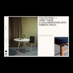 a table and chairs with the text collection here there is a collaboration with fabrica 11 tal