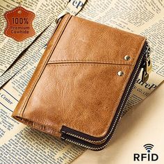 Category:Wallet; Embellishment:Rivet,Zipper; Gender:Men's; Type:Credit Card Holder Wallet; Occasion:Shopping,Daily,Office; Material:Cowhide,Leather; Width:2; Height:13; Function:Large Capacity,RFID Blocking; Pattern:Solid Color; Listing Date:08/07/2024; Production mode:External procurement; Length:10 Retro Purse, Credit Card Holder Wallet, Man Purse, Branded Wallets, Short Wallet, Coin Bag, Mens Luxury, Leather Wallet Mens, Card Holder Wallet