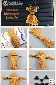 instructions to make a halloween decoration with yarn