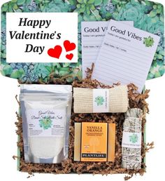 an assortment of goodies in a gift box for valentine's day