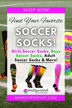 Are your legs and feet ready for game day? Get ready to outscore the competition in style with a pair of our crazy soccer socks. MadSportsStuff has everything from black soccer socks to more patterns available than you’ll know what to do with! From flames and unicorns to tiger stripes and rainbows, you can get creative in practice and on game day.