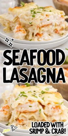 seafood lasagna with shrimp and crab is an easy dinner recipe that's ready in under 30 minutes