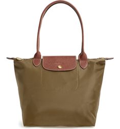 'Small Le Pliage' Tote, Main, color, New Khaki Longchamp Small Le Pliage, Longchamp Medium, Crossbody Bag Outfit, Longchamp Purse, Longchamp Leather, Longchamp Tote, Longchamp Bag, Longchamp Bags, Travel Handbags