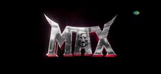 the logo for max is shown on a black background with red and white letters in front of it