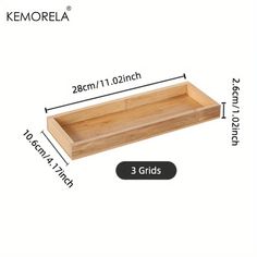 a wooden tray with three grids on the bottom and one in the middle, measurements for