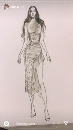 a drawing of a woman in a dress