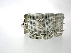 From Porans collection ----> Unique Wide Sterling Silver bohemian bracelet,7 mesh Links bracelet. Dimensions: Width: 38 mm\ 1.52 inches Can be any size you need. For any question please contact me! our jewelry shop on Etsy: http://www.etsy.com/shop/Porans Thank you for Visiting Our shop! Please visit my shop policies for additional information Silver Bracelet For Women, Silver Link Bracelet, Wrist Bracelet, Silver Bracelets For Women, Mesh Bracelet, Bohemian Bracelets, Oxidized Silver, Bracelet For Women, Sterling Silver Bracelet