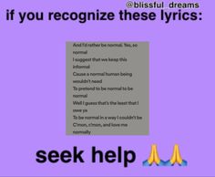 the words seek help are displayed in front of a purple background