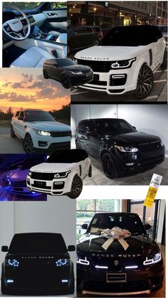 several different cars are shown in this collage