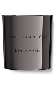 a close up of a metal object on a white background with the words boy smells