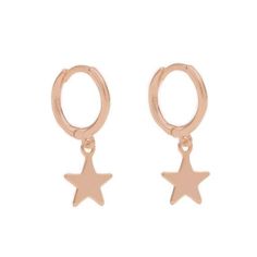 The Star earrings are hoops with a star shaped pendant. These modern and minimalist style earrings fit very well everyday looks. They look fantastic on little girls due to their small size. Features: * Inner diameter: 9 mm. * Outer diameter: 11 mm. * All of our jewelry is made with sterling silver (925 mm) and our gold jewelry is gold plated in 18K gold. Nickel free. Packaging: Our jewelry is packaged in a reusable bag that protects the item from scratching. Small and easy to carry. Web: www.oha Minimalist Dangle Hoop Earrings With Star Charm, Rose Gold Star Charm Earrings, Rose Gold Star Earrings With Star Charm, Rose Gold Star-shaped Earrings With Star Charm, Everyday Star-shaped Single Hoop Earring, Minimalist Rose Gold Star Earrings, Minimalist Star-shaped Hoop Earrings For Pierced Ears, Minimalist Star Shaped Hoop Earrings, Minimalist Star-shaped Hoop Earrings