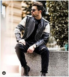 <Strong>Jacket+Description</Strong><br/> <Ol> <li>Studded+Jacket+made+with+100+%+Genuine+Top+Quality+Cowhide+Leather</li><br/> <li>LONG+SPIKES,+SILVER+ANTIQUE+DECORATED+STUD'S+and+each+single+Stud+is+Punched+with+hands</li><br/> <li>Quality+stitching+for+style+and+long+life.</li><br/> <li>Qu... White Punk Outerwear For Winter, Spring Rocker Style Leather Jacket With Long Sleeves, Trendy Black Studded Outerwear, White Punk Style Outerwear For Fall, White Punk Outerwear For Fall, Trendy Long Sleeve Biker Jacket For Alternative Fashion, Streetwear Long Sleeve Biker Jacket With Rivets, Trendy Studded Long Sleeve Outerwear, Edgy Studded Outerwear