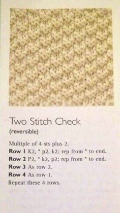 the instructions for two stitch check