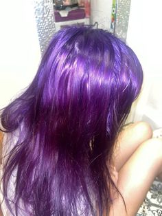 #haircolor #purplehair #purple #splat #aesthetic #hair Purple Hair Inspo Aesthetic, Purple Hair Aesthetic, Purple Hair Highlights Aesthetic, Purple Hair Swatches, Splat Purple Hair Dye, Purple Blue Hair Aesthetic, Purple Dip Dye, Bright Purple Hair, Dyed Hair Purple