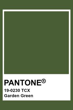 pantone's green color is shown with the words, garden green on it