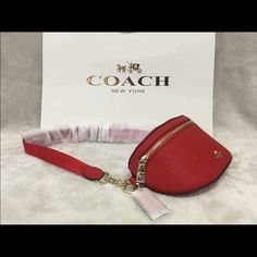 All Leather Fanny Pak Elegant Shoulder Belt Bag For Shopping, Trendy Red Coach Bag, Elegant Belt Bag With Removable Pouch For Shopping, Luxury Red Pouch For Everyday Use, Chic Coach Shoulder Bag Gift, Trendy Red Coach Shoulder Bag, Chic Coach Shoulder Bag As Gift, Chic Coach Shoulder Bag For Gift, Red Coach Clutch Bag