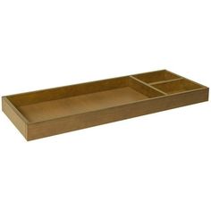 a wooden tray with two compartments on it