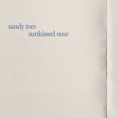 an open book with the words sandy toes sunkied nose written in blue on it