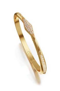 MONICA RICH KOSANN-Points North Full Diamond Bangle Bracelet-YELLOW GOLD Yellow Gold Bangle Cuff Bracelet With Single Cut Diamonds, Luxury Yellow Gold Cuff Bangle, Yellow Gold Diamond Accents Cuff Bangle, Monica Rich Kosann Jewelry, Yellow Gold Diamond-cut Bangle Bracelet, Yellow Gold Diamond-accented Cuff Bangle, Monica Rich Kosann, Diamond Cuff Bracelet, Beach Bracelets