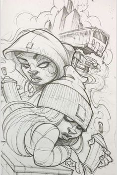 Graffiti Couple Drawing, Gang Drawings Street, Graffiti Style Drawing, Graffiti Drawing Sketches Street Art, Gang Drawings, Thug Drawings, Easy Graffiti Art, Graffiti Art Drawing Cartoon, Graffiti Characters Sketches