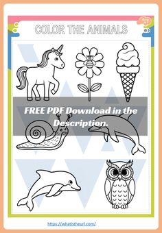 the color the animals activity sheet for kids to learn how to draw and paint with their own hands