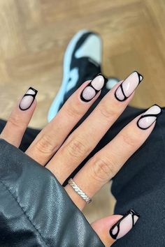 Black Wedding Nails, Black And White Nail Designs, Black And White Nails, Black And White Nail Art, Black White Nails, Nail Designs Ideas, Black Nail Designs, White Nail Designs, Black Nail