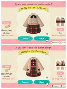 two screens showing how to use the clothes in animal crossing world, which is not available for