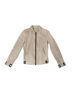 size: IT 42, S  length: 24.5 inches chest: 15.5 inches shoulder: 15 inches sleeve length: 24 inches   CONDITION Good vintage condition Classic Beige Leather Jacket With Long Sleeves, Beige Fitted Biker Jacket With Zipper Closure, Beige Leather Biker Jacket For Work, Fitted Beige Leather Outerwear, Luxury Beige Leather Jacket With Long Sleeves, Luxury Beige Long-sleeve Leather Jacket, Luxury Beige Long Sleeve Leather Jacket, Luxury Long Sleeve Beige Leather Jacket, Womens Jackets