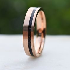 Tungsten Rose Gold 6mm Ring Black Druzy Quartz Wedding Band - Tungsten Titans When The Sun Hits, Mens Wedding Bands Black, Rings Mens Wedding Bands, Ring Black