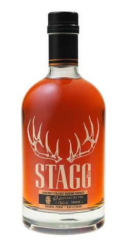 a bottle of stag whiskey on a white background