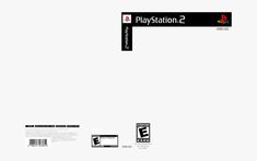 the box art for the game playstation station 2 is shown in black, white and red