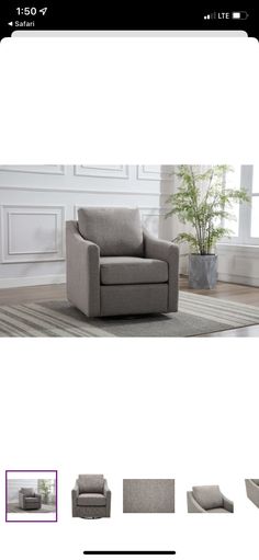 an image of a couch and chair in the same room with other furniture on it