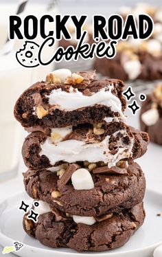 rocky road cookies stacked on top of each other