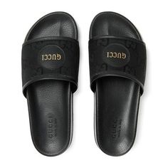 Gucci 644754 H9H90 1000 Men's Shoes Black GG Econyl Fabric "Off The Grid " Slide Sandals (GGM1740) Material: GG Econyl Fabric Hardware: None Color: Black Outer Sole: Rubber Sole Fabric / Calf-Skin Leather Lining Insole Gucci siganture GG Econyl Fabric Made in Italy 644754-H9H90-1000 Brand New and comes in the original box with authenticity cards Size listed in US (Shoes were embossed in UK Size) Size Guide for Gucci Men's Shoes Slides Gucci, Slides For Men, Mens Slide Sandals, Gucci Slides, Men Slides, Mens Shoes Black, Mens Designer Shoes, Gucci Men Shoes, Off The Grid