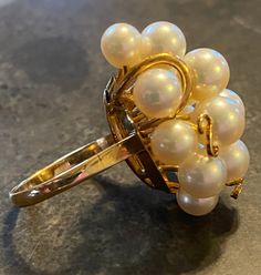 "ESTATE GORGEOUS 14K YELLOW GOLD PEARL STATEMENT CLUSTER RING 8.7 GRAMS REALLY STUNNING! Set in solid 14K yellow gold. Size 6.25 Ring face measures approximately 1 1/4\" x 7/8\" wide! Please message me with any questions Shipped insured/delivery confirmation I guarantee item to be exactly as described and pictured." Estate Style Yellow Gold Ring, Estate Gold Ring As Gift, Estate Style Gold Ring Jewelry, Cluster Yellow Gold Pearl Ring For Anniversary, Gold Cluster Pearl Ring Gift, Gold Cluster Pearl Ring For Formal Occasions, Estate Yellow Gold Round Jewelry, Black Opal Pendant, Black Gift Boxes