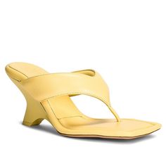 Butter Yellow Leather Upper: 100% Leather / Sole: 100% Leather True To Size Product Measures: Heel 2.8" (7cm) Worn Once Leather Toe Post Wedge Sandals For Party, Yellow Sandals With Sculpted Heel For Summer, Luxury Summer Wedge Sandals With Sculpted Heel, Evening Wedge Sandals With Single Toe Strap For Summer, Leather Toe Post Heels For Summer, Leather Toe Post Heels With Padded Heel, Designer Toe Post Sandals For Summer, Modern Toe Post Wedge Sandals For Summer, Leather Heels With Sculpted Heel And Toe Post