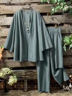 2pcs Plus Size Solid Color Simple Long Sleeve Top And Pants Set, Casual Clothing Teal Blue Casual    Plain  Non-Stretch  Women Plus Clothing, size features are:Bust: ,Length: ,Sleeve Length: Plus Size Boho, Top And Pants Set, Co Ords, Plus Size Kleidung, Casual Sets, Plus Size Casual, Maternity Bag, Big Size, Teal Blue