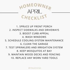 the homeowner's checklist is shown in white with black and gold lettering